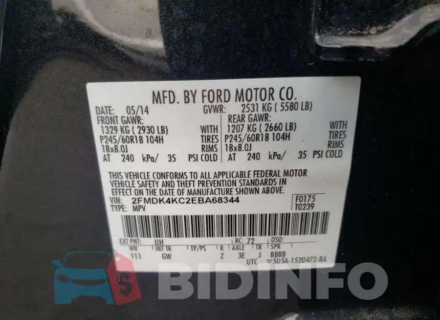 2FMDK4KC2EBA68344 Photo# 14
