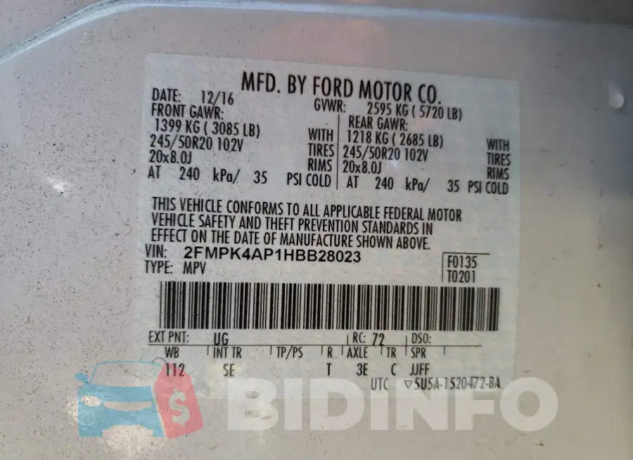 2FMPK4AP1HBB28023 Photo# 13
