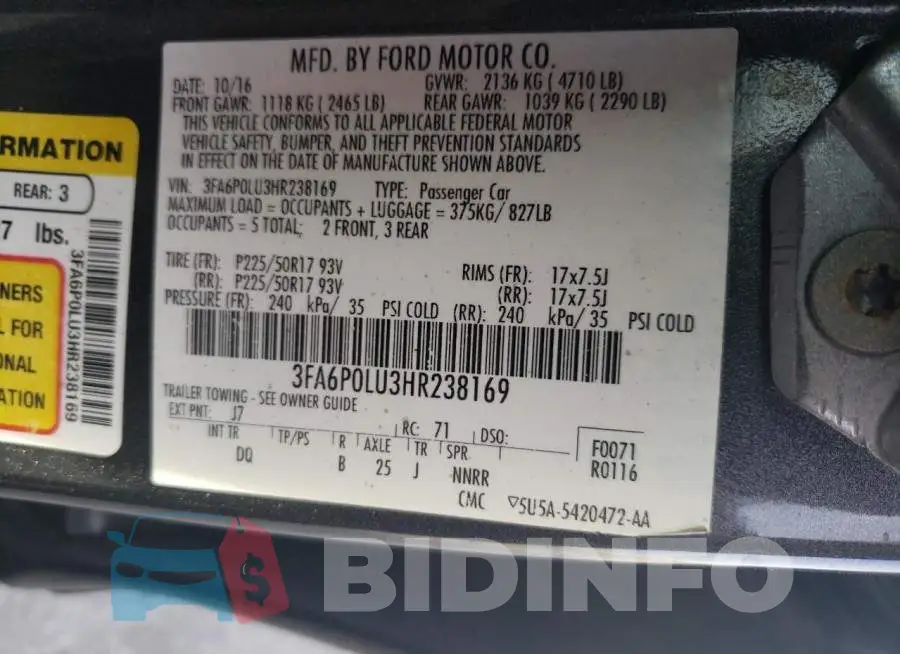 3FA6P0LU3HR238169 Photo# 12