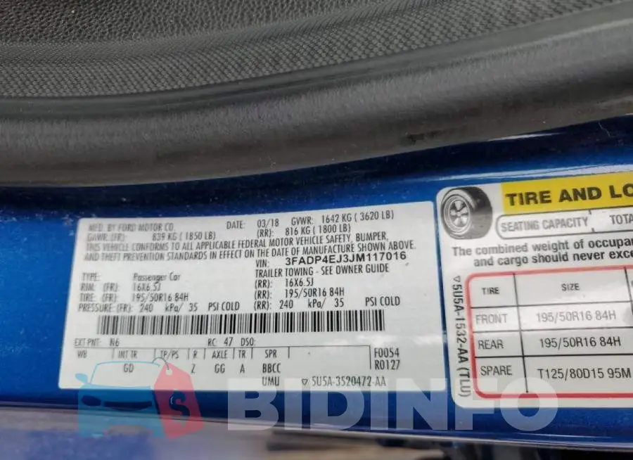 3FADP4EJ3JM117016 Photo# 12