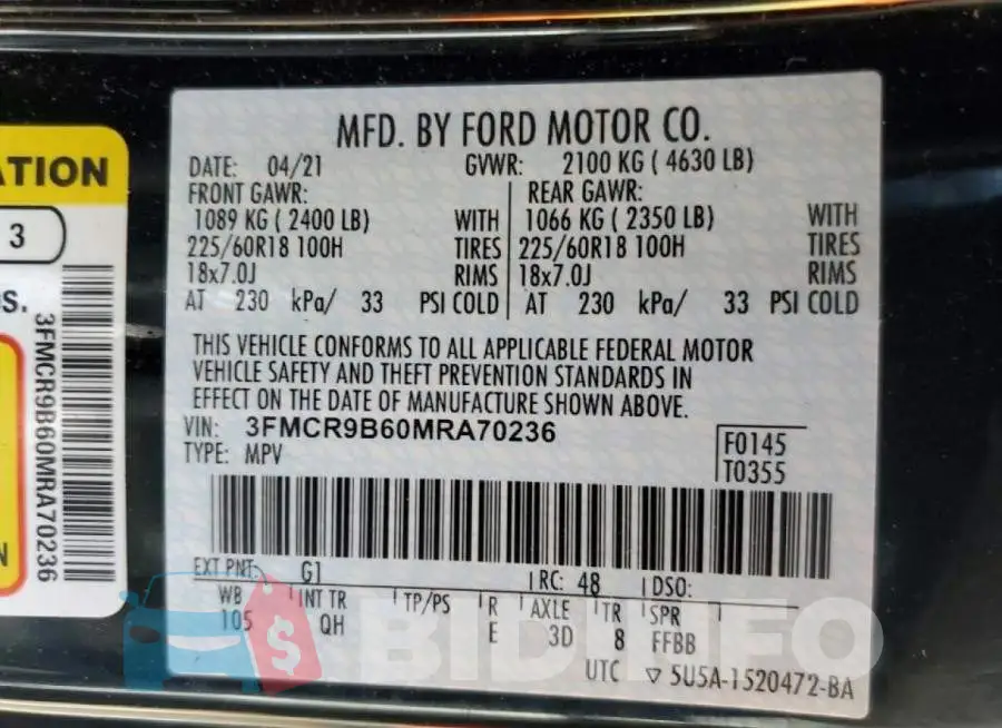 3FMCR9B60MRA70236 Photo# 14