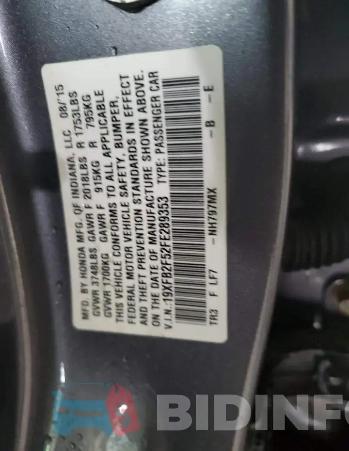 19XFB2F52FE289353 Photo# 12