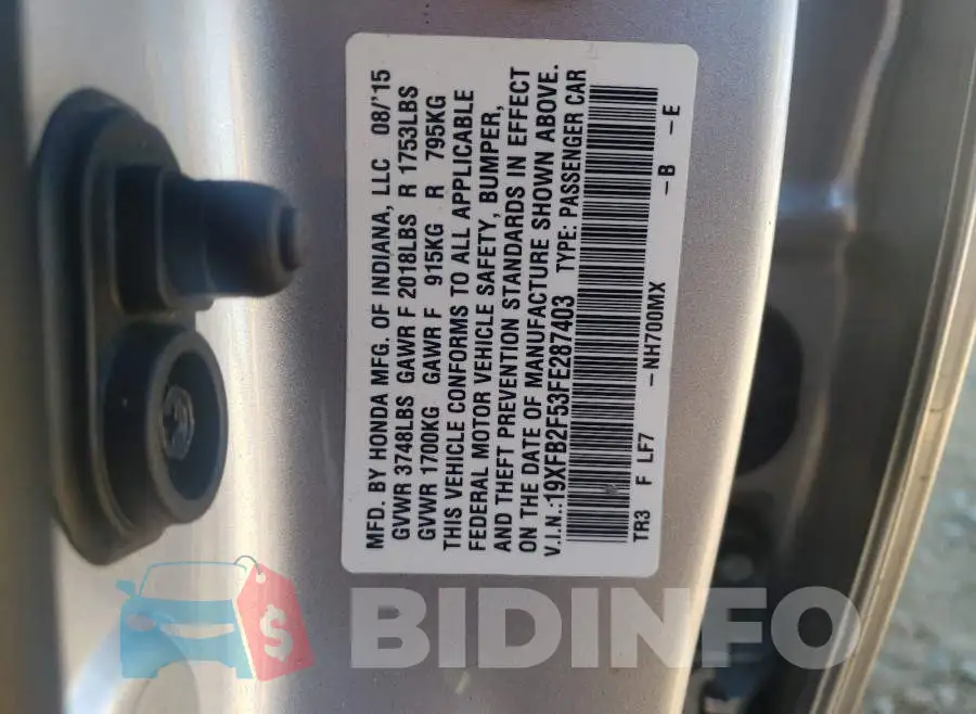 19XFB2F53FE287403 Photo# 10