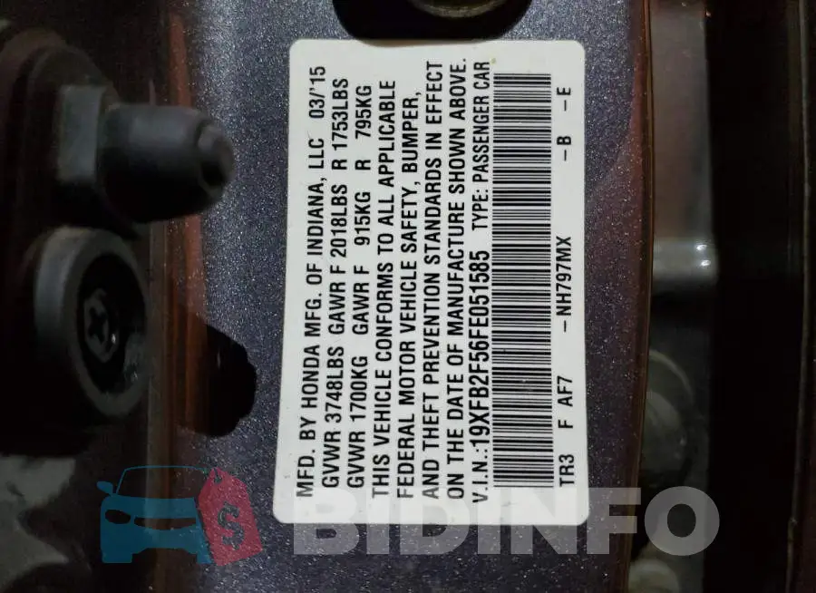 19XFB2F56FE051585 Photo# 12