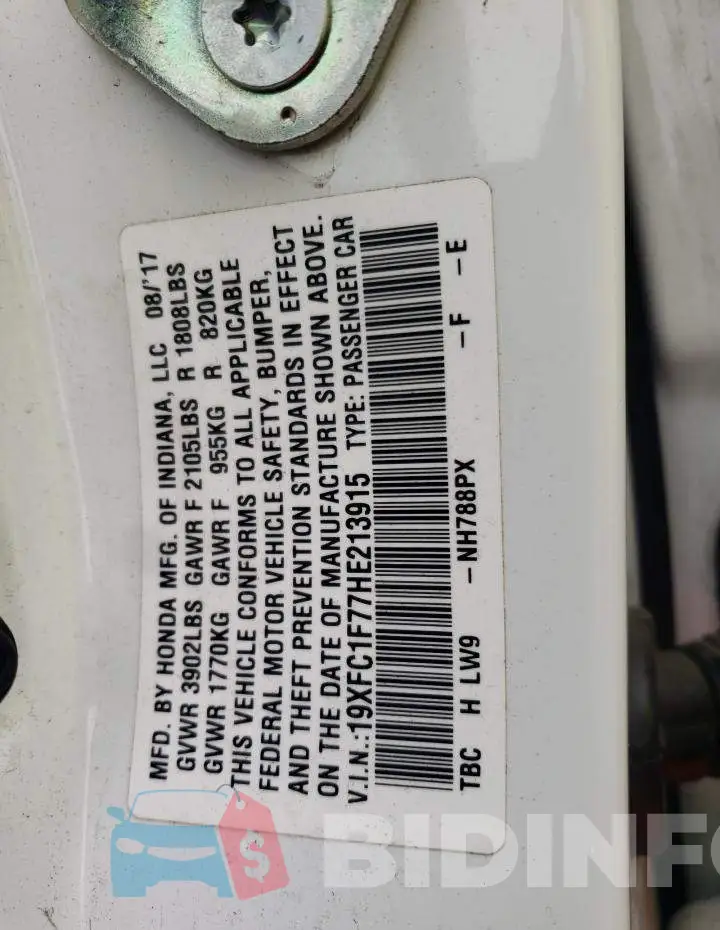 19XFC1F77HE213915 Photo# 13