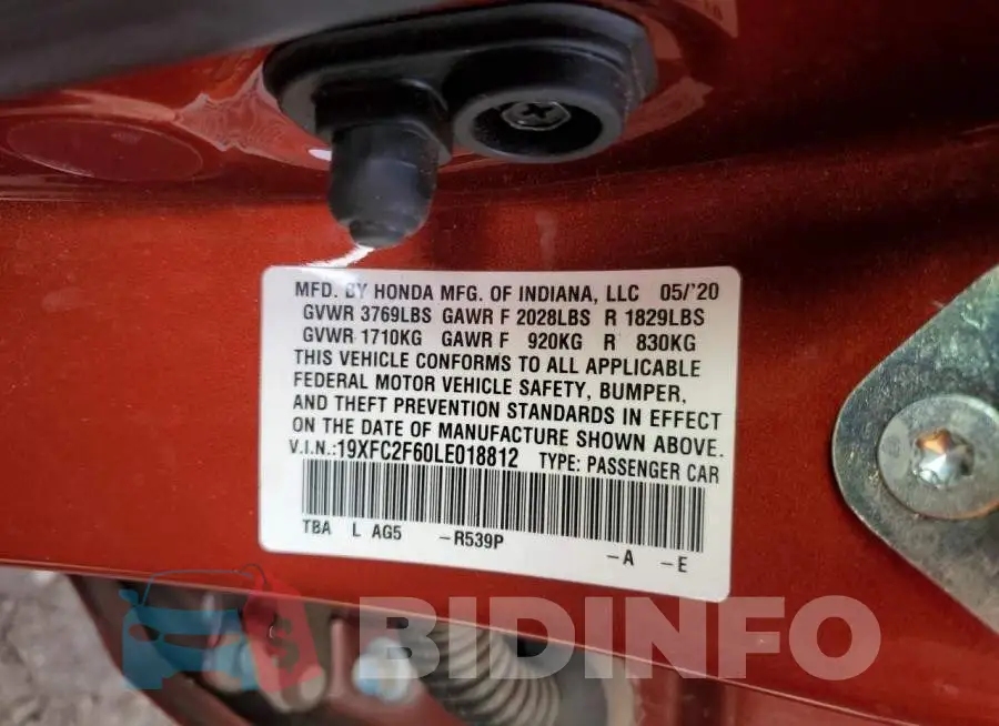 19XFC2F60LE018812 Photo# 12