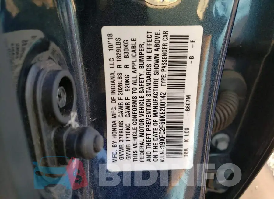 19XFC2F66KE200142 Photo# 12