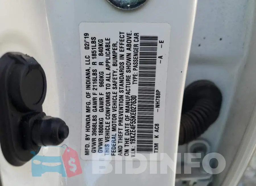 19XZE4F55KE027630 Photo# 13