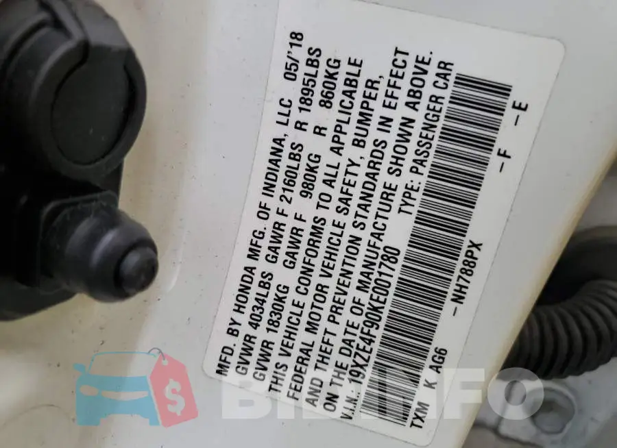 19XZE4F90KE001780 Photo# 13
