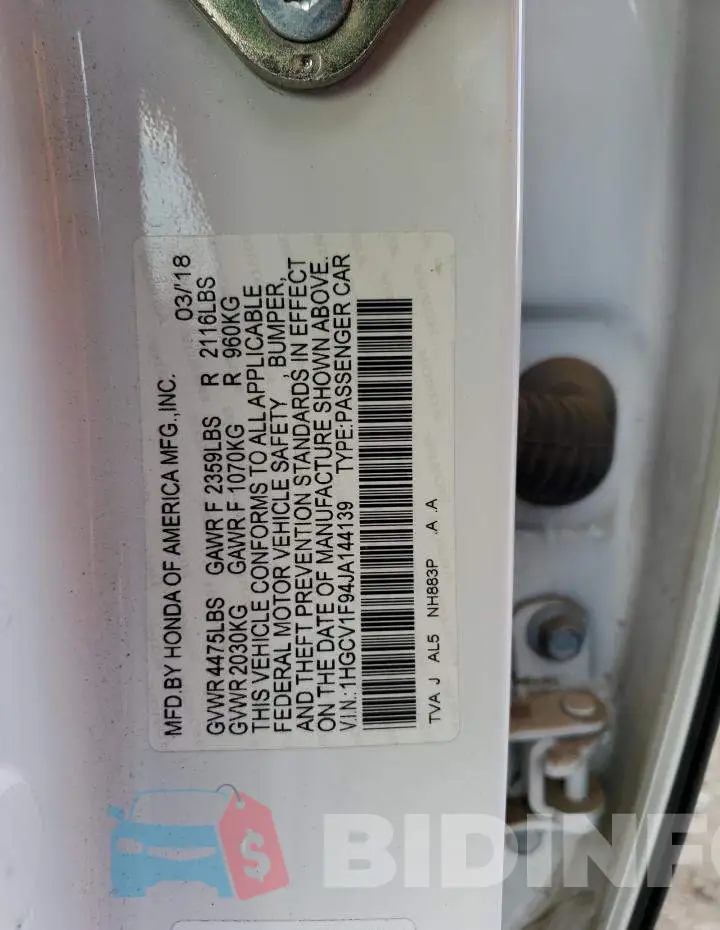 1HGCV1F94JA144139 Photo# 12