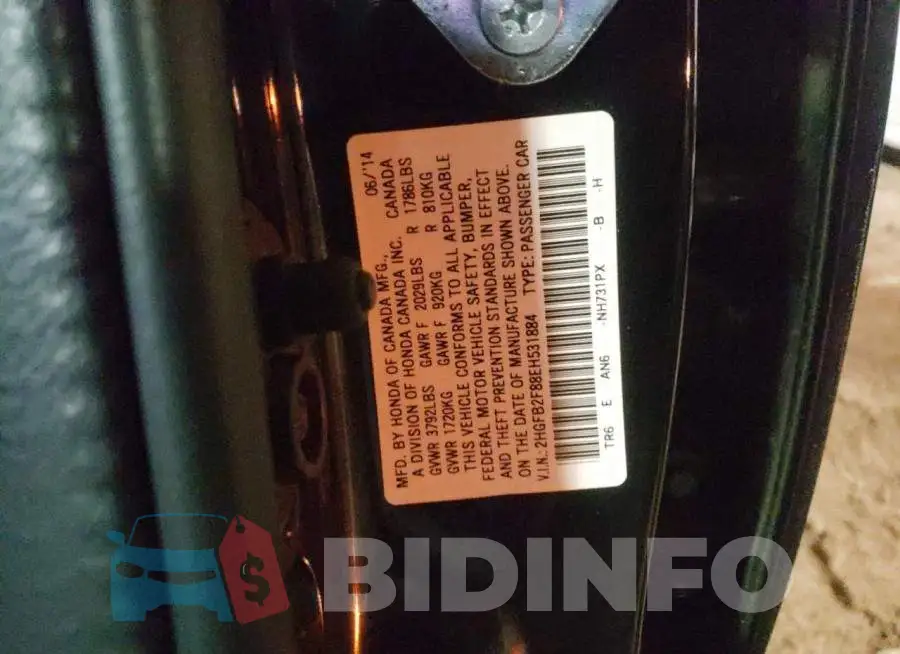 2HGFB2F88EH531884 Photo# 10