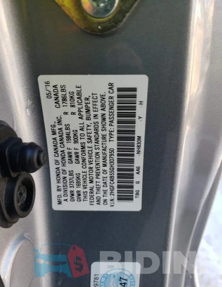 2HGFC4B55GH307950 Photo# 13
