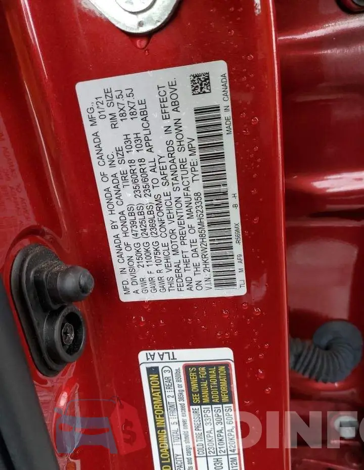 2HKRW2H85MH623358 Photo# 12