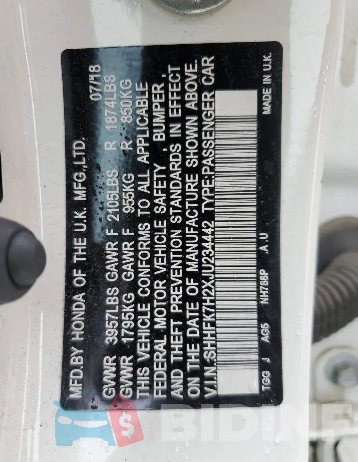 SHHFK7H2XJU234442 Photo# 13