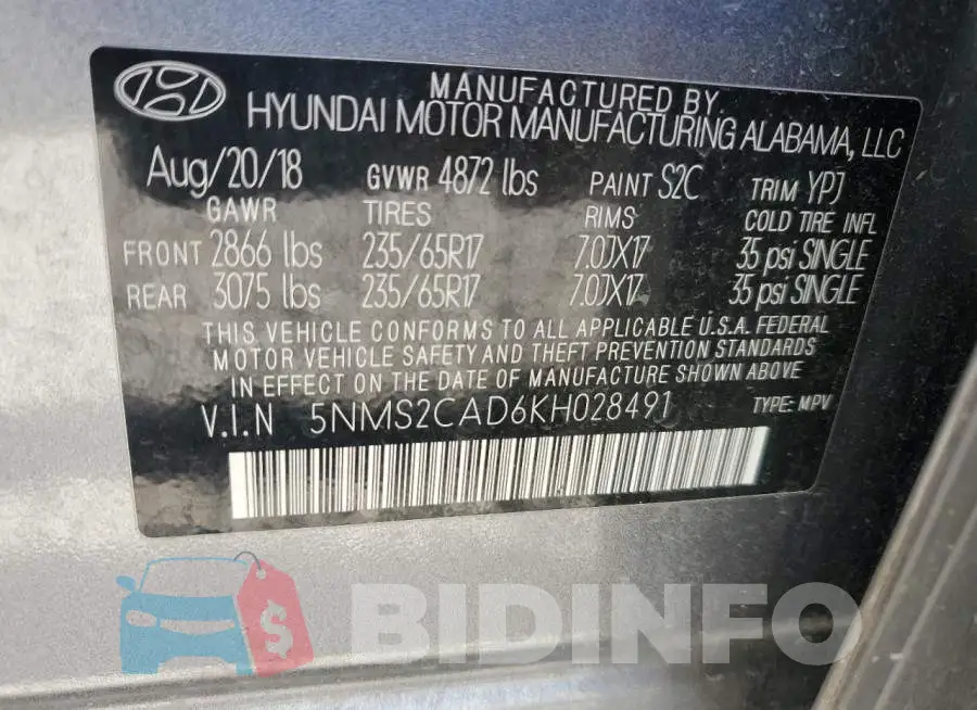 5NMS2CAD6KH028491 Photo# 13