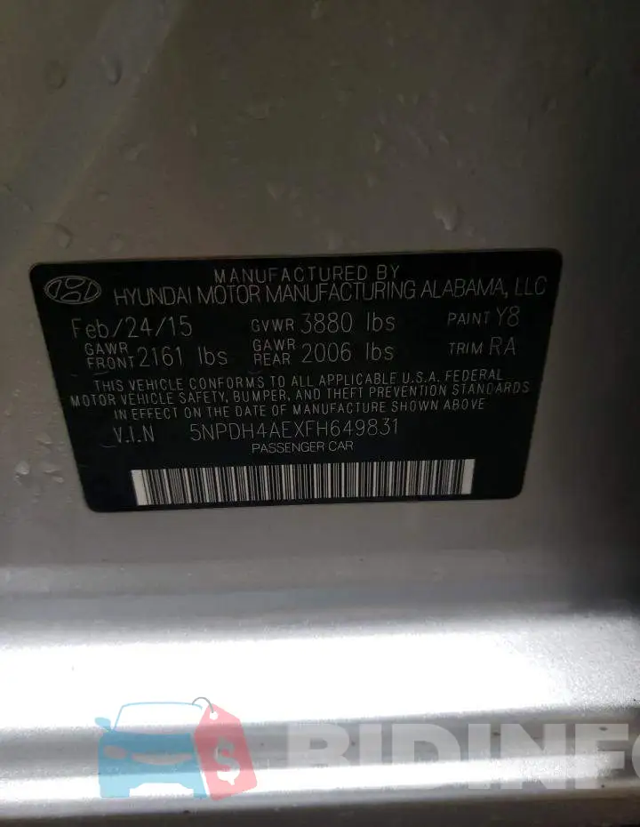 5NPDH4AEXFH649831 Photo# 12