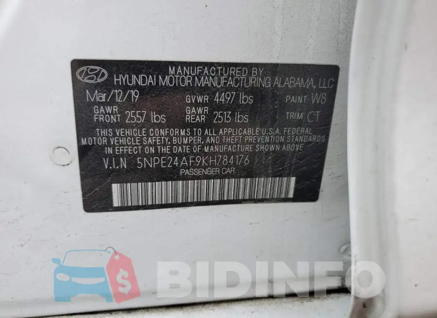 5NPE24AF9KH784176 Photo# 12