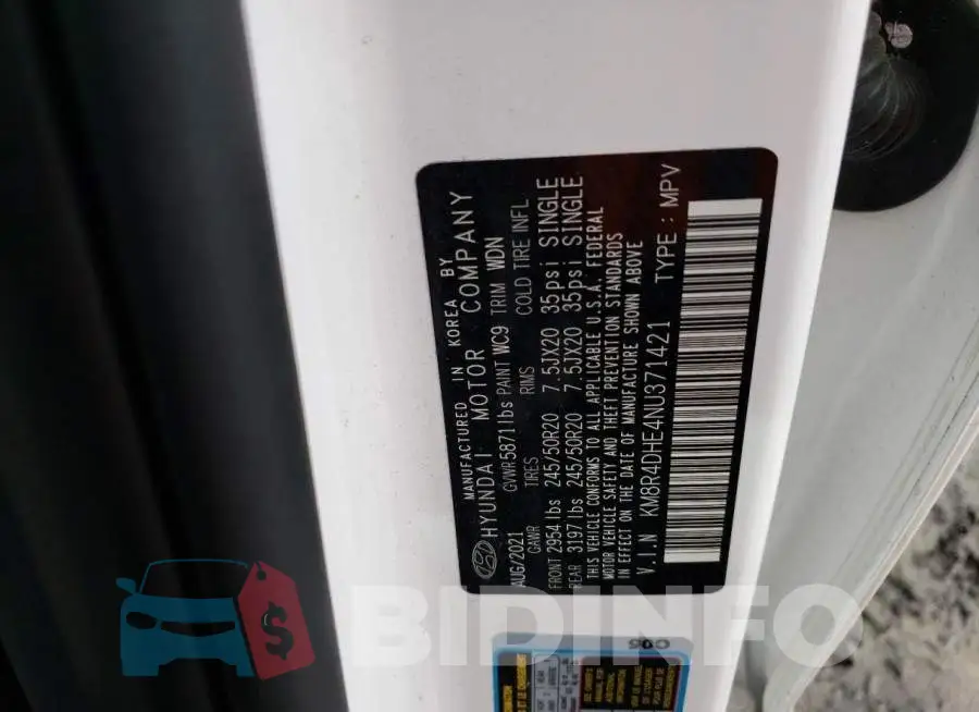 KM8R4DHE4NU371421 Photo# 14