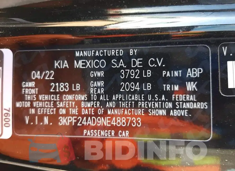 3KPF24AD9NE488733 Photo# 12