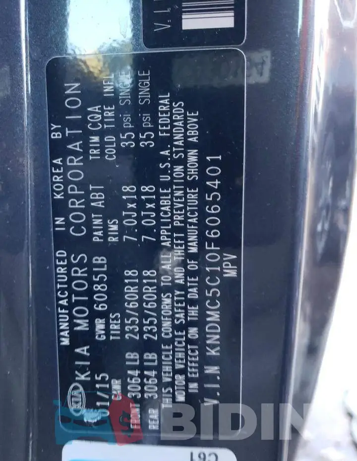 KNDMC5C10F6065401 Photo# 14