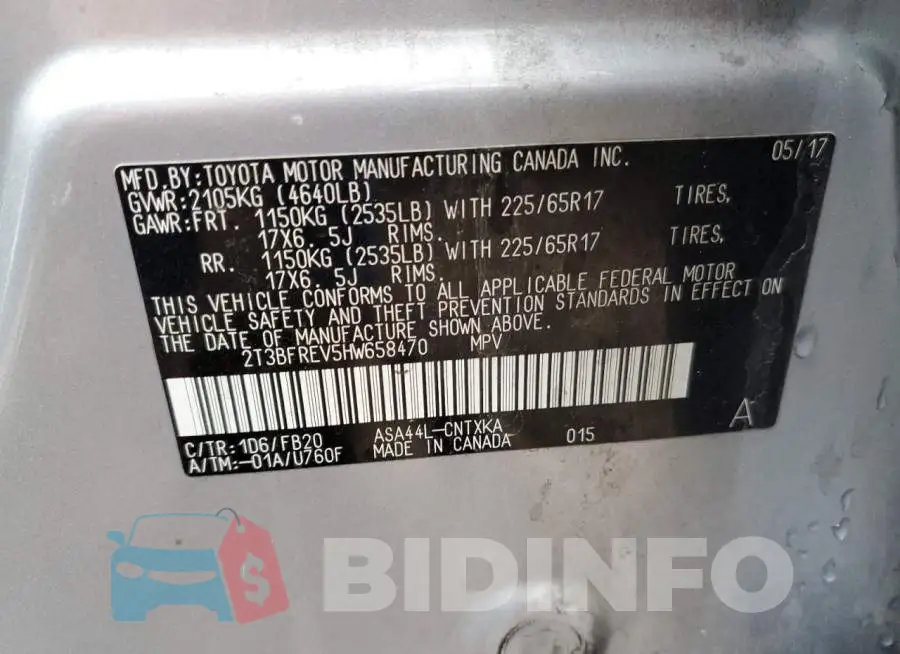 2T3BFREV5HW658470 Photo# 12