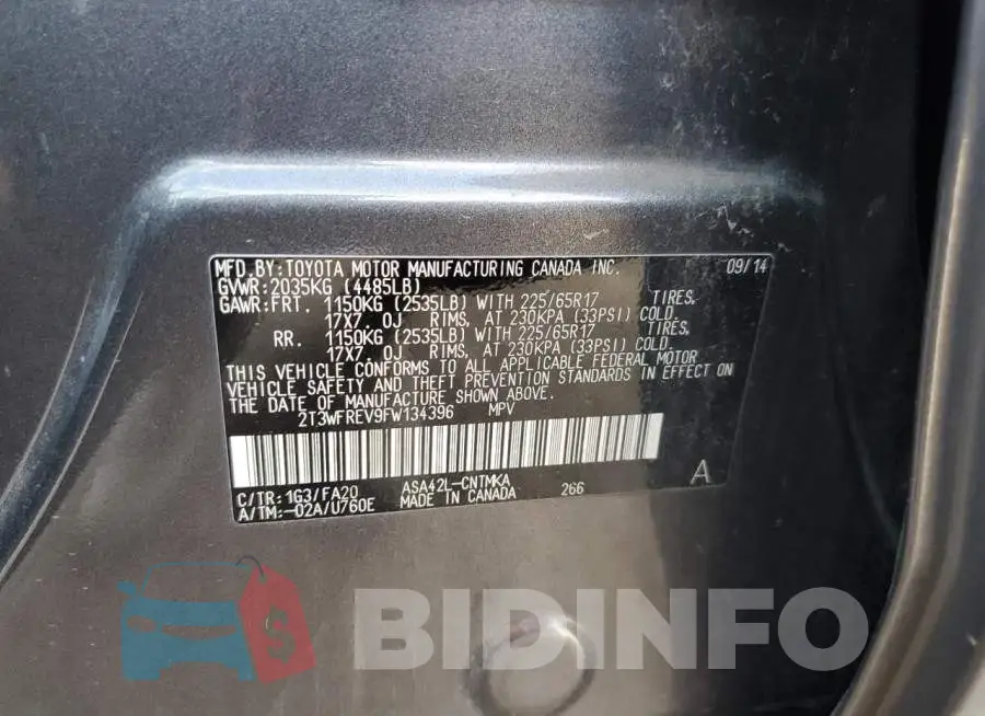2T3WFREV9FW134396 Photo# 13