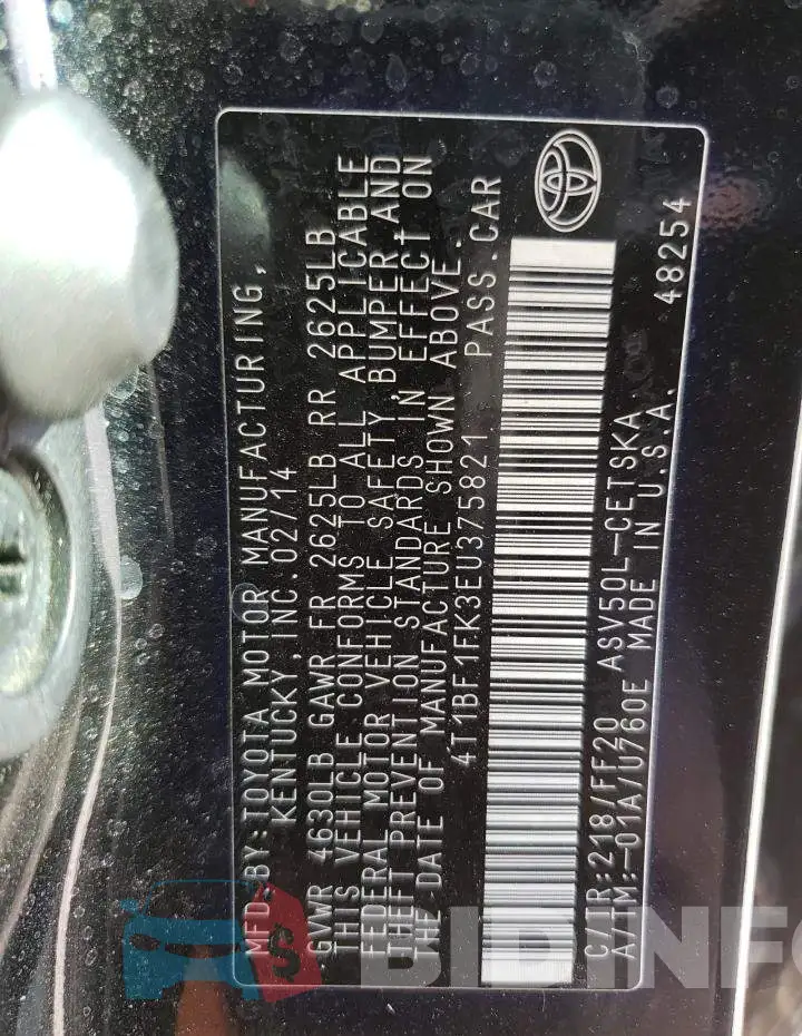 4T1BF1FK3EU375821 Photo# 13