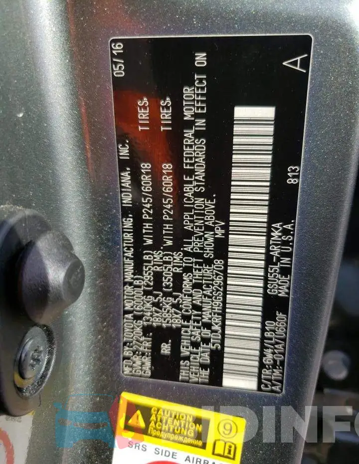 5TDJKRFH9GS296708 Photo# 12