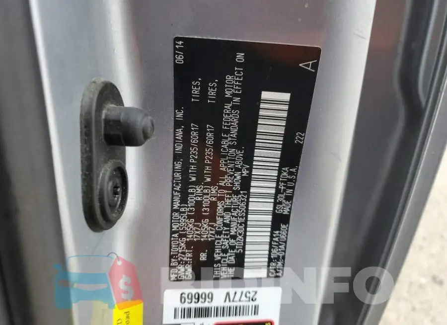 5TDZK3DC1ES506321 Photo# 13