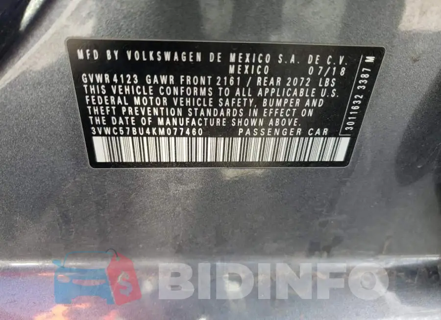 3VWC57BU4KM077460 Photo# 12