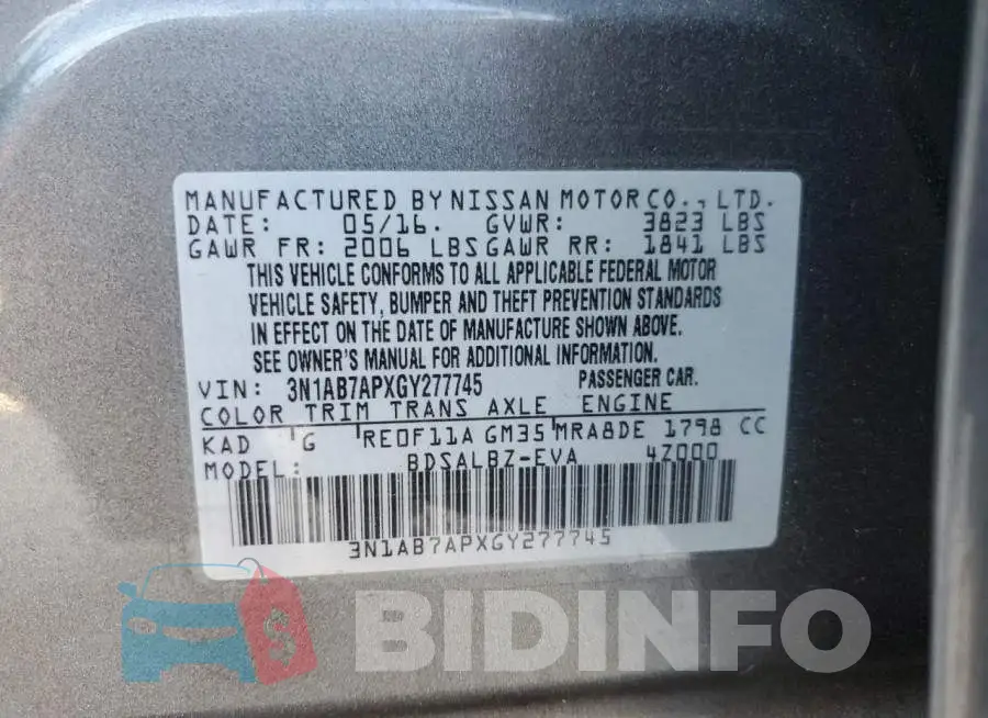 3N1AB7APXGY277745 Photo# 12