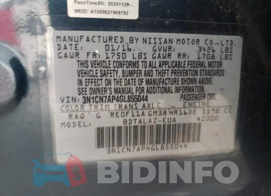 3N1CN7AP4GL855044 Photo# 12