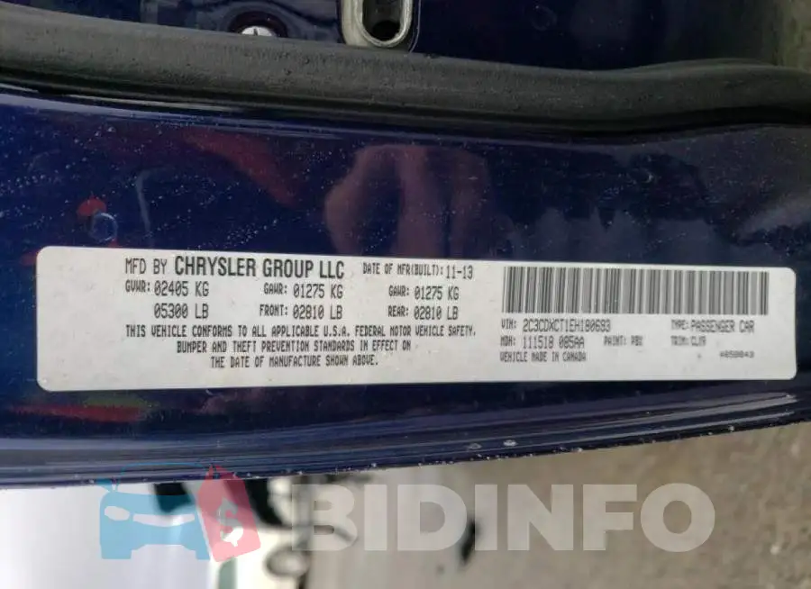 2C3CDXCT1EH180693 Photo# 13