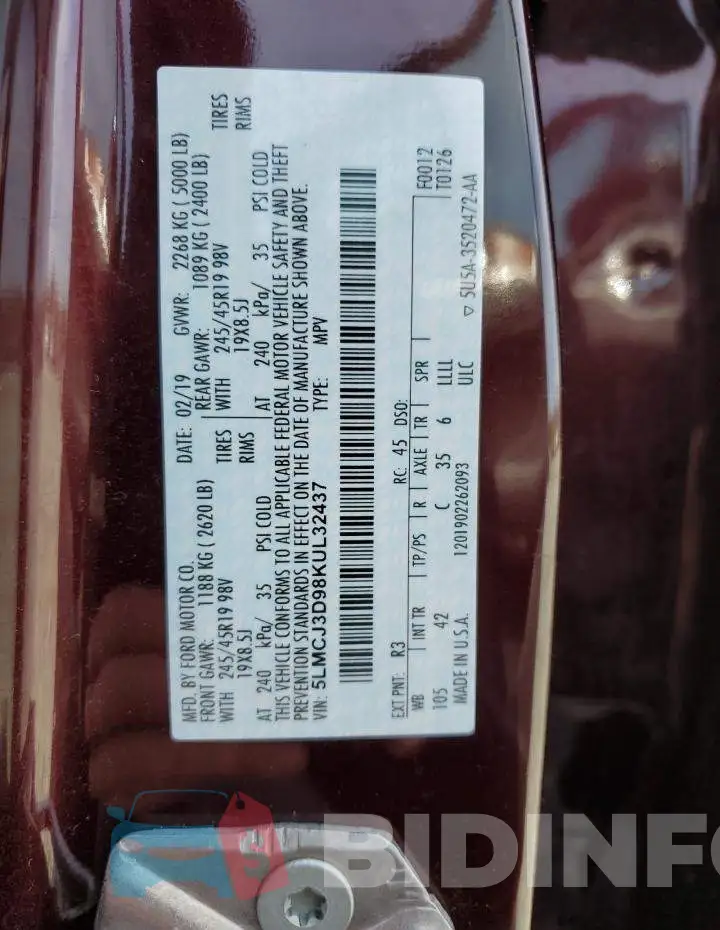 5LMCJ3D98KUL32437 Photo# 14
