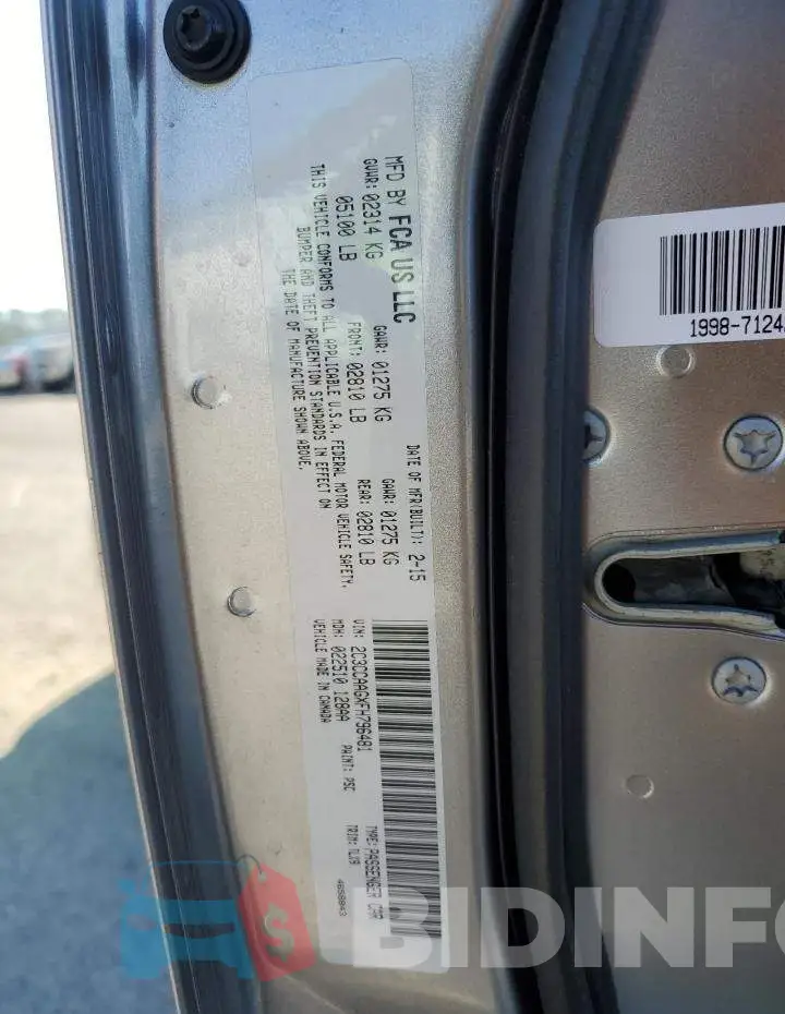 2C3CCAAGXFH796481 Photo# 12
