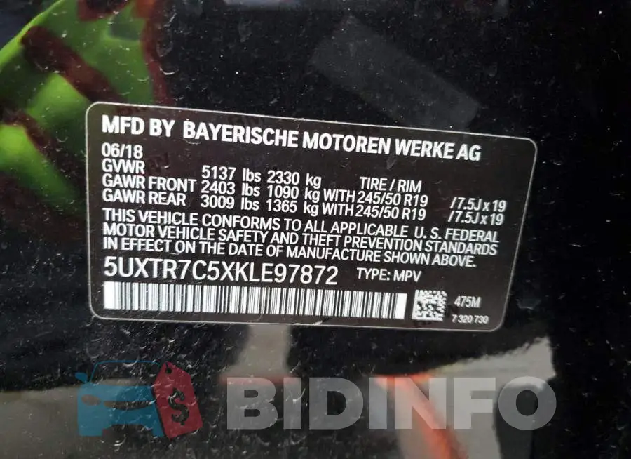5UXTR7C5XKLE97872 Photo# 13