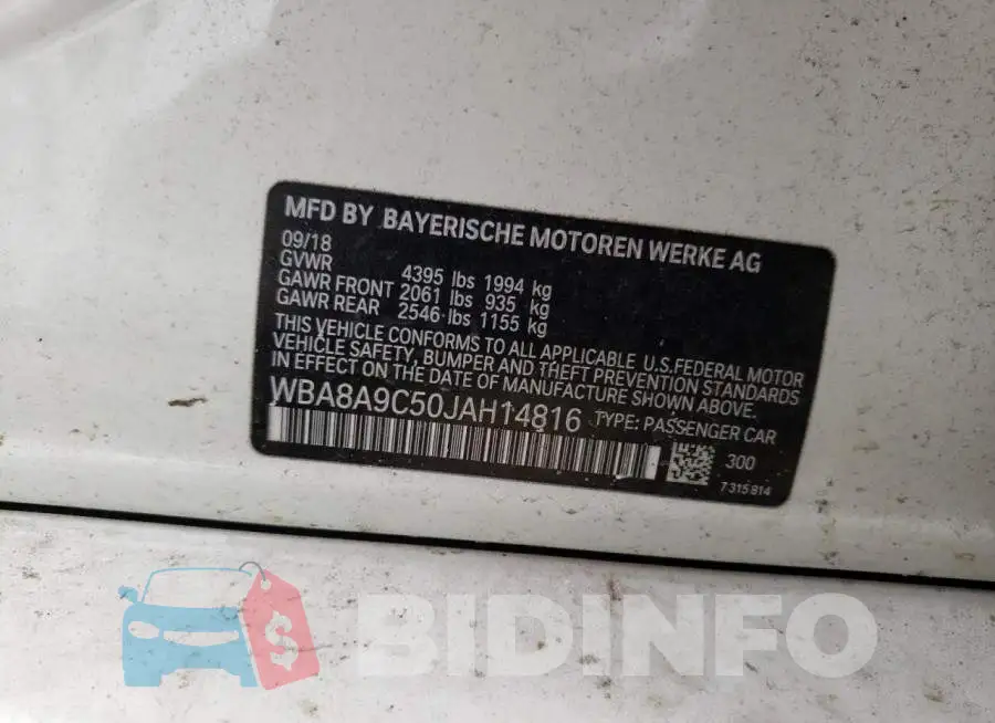 WBA8A9C50JAH14816 Photo# 12