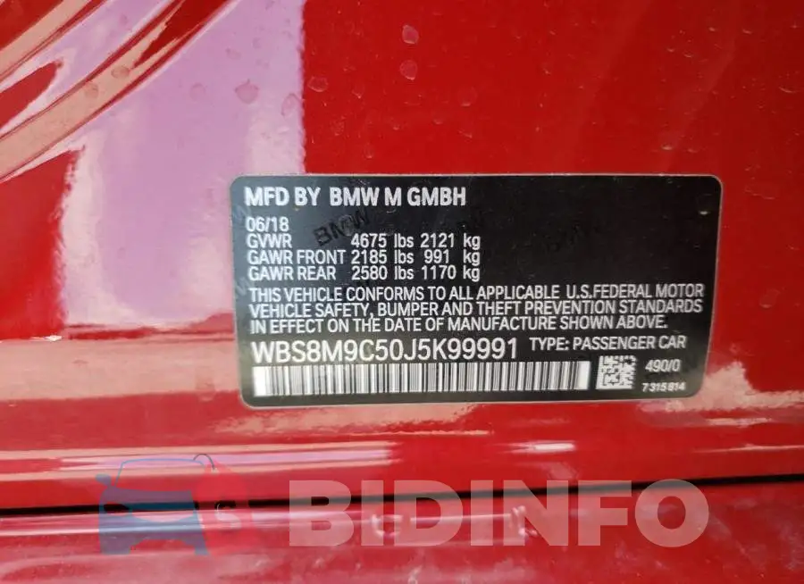 WBS8M9C50J5K99991 Photo# 13