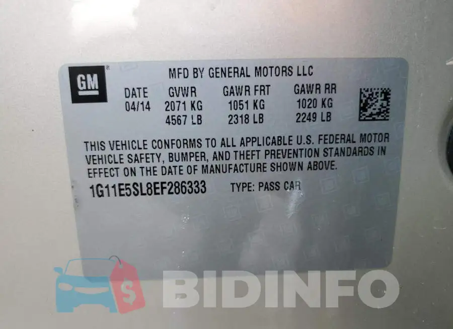 1G11E5SL8EF286333 Photo# 12