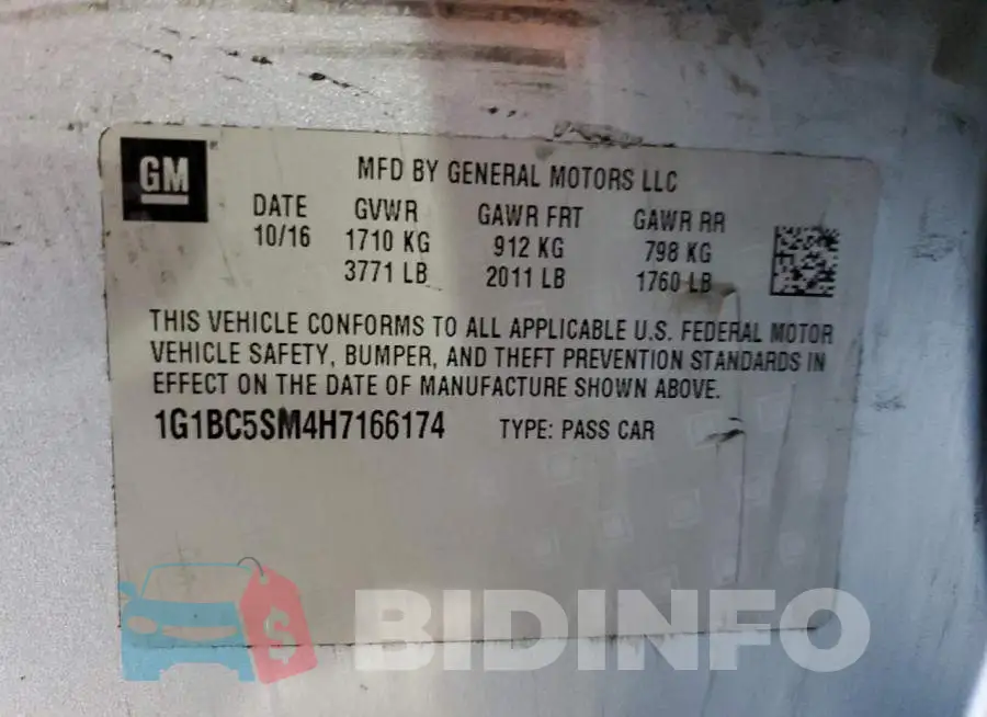 1G1BC5SM4H7166174 Photo# 13