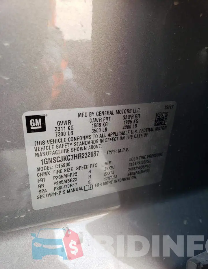 1GNSCJKC7HR232087 Photo# 13