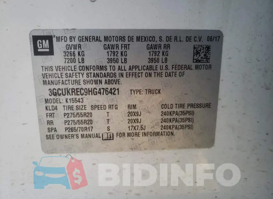 3GCUKREC9HG476421 Photo# 12