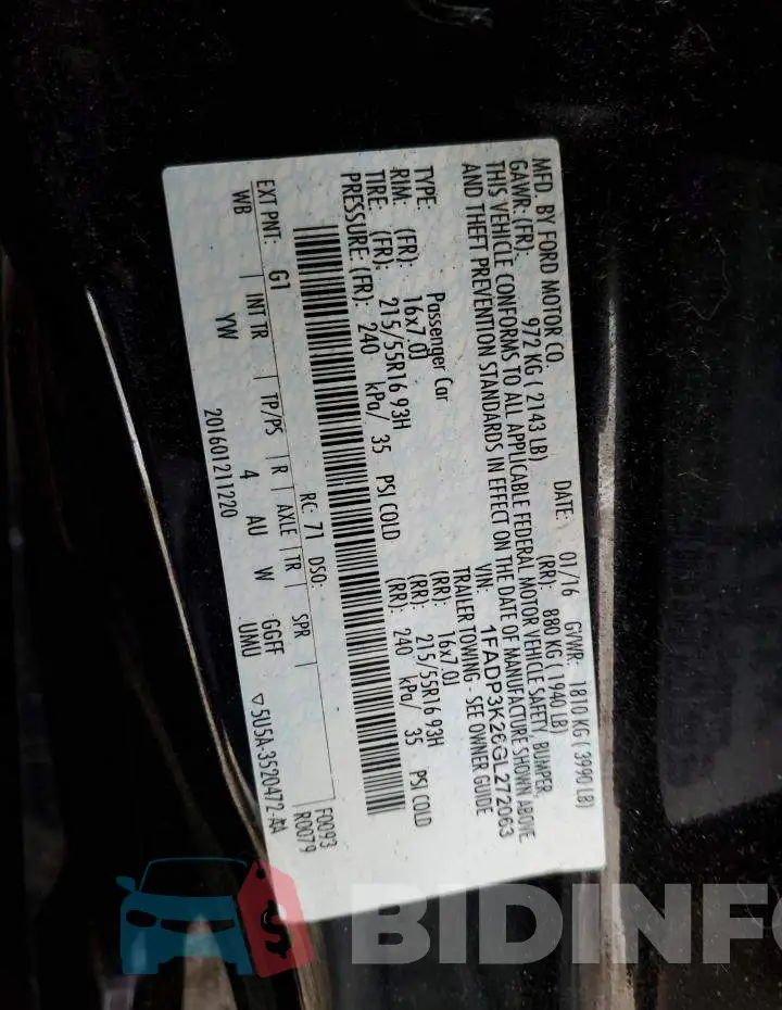 1FADP3K26GL272063 Photo# 12