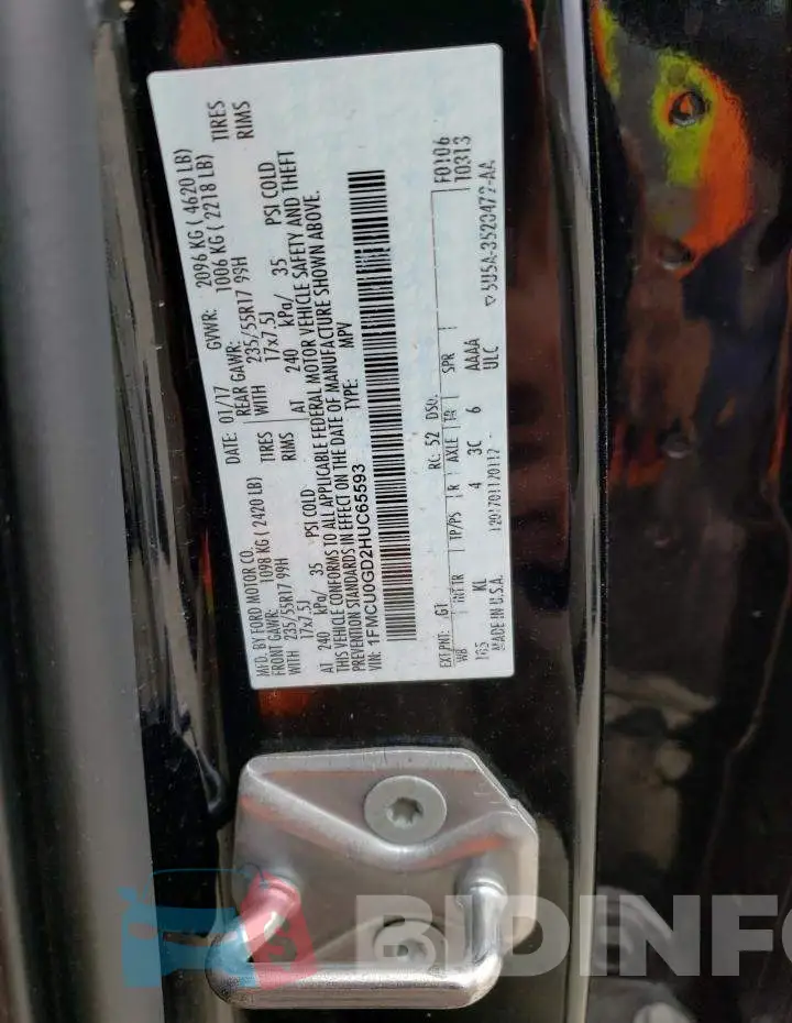 1FMCU0GD2HUC65593 Photo# 13