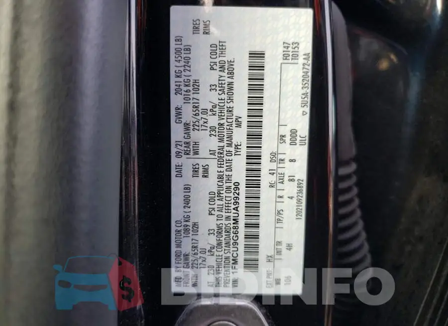 1FMCU9G68MUA99290 Photo# 12