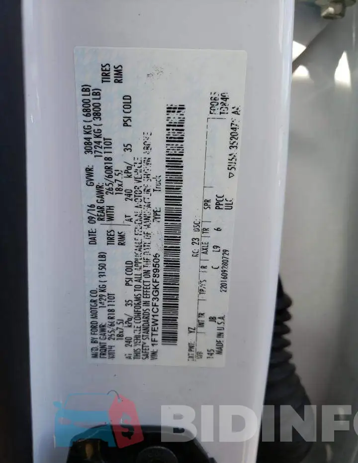 1FTEW1CF3GKF89506 Photo# 13