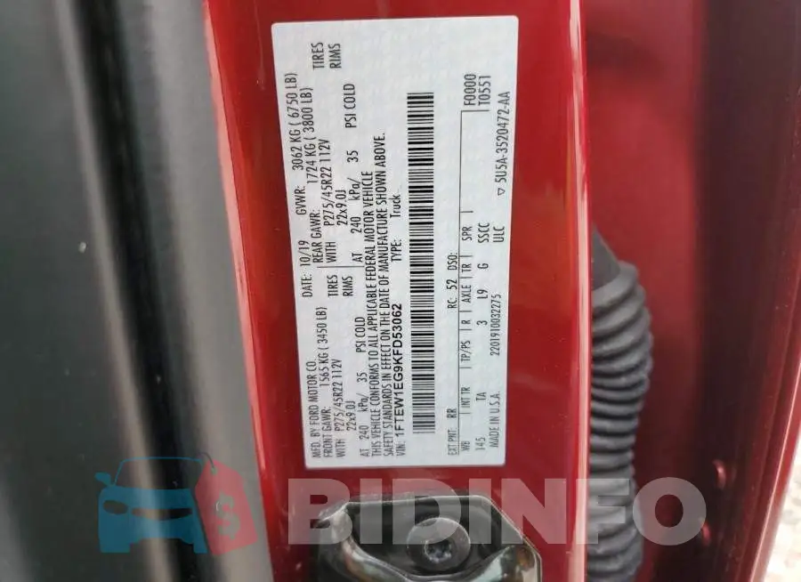 1FTEW1EG9KFD53062 Photo# 13