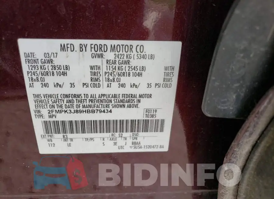 2FMPK3J89HBB79434 Photo# 13
