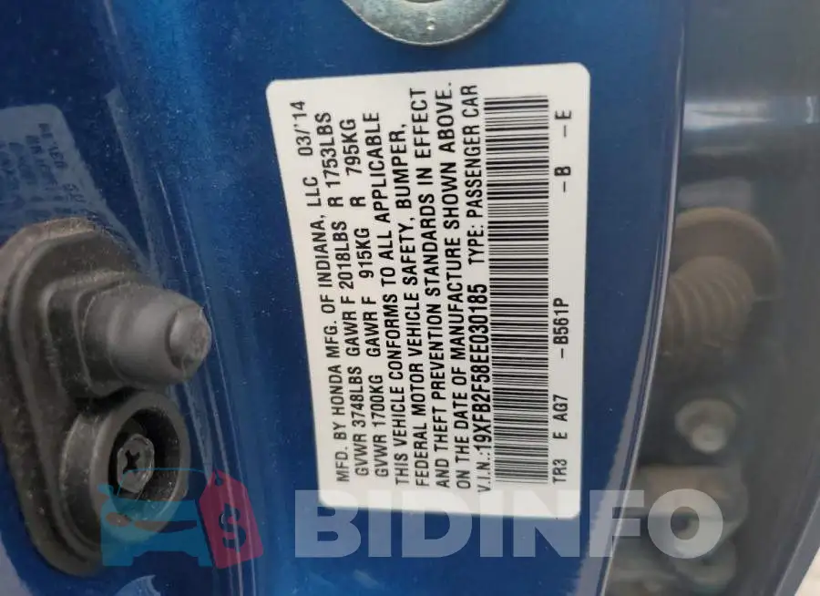 19XFB2F58EE030185 Photo# 12