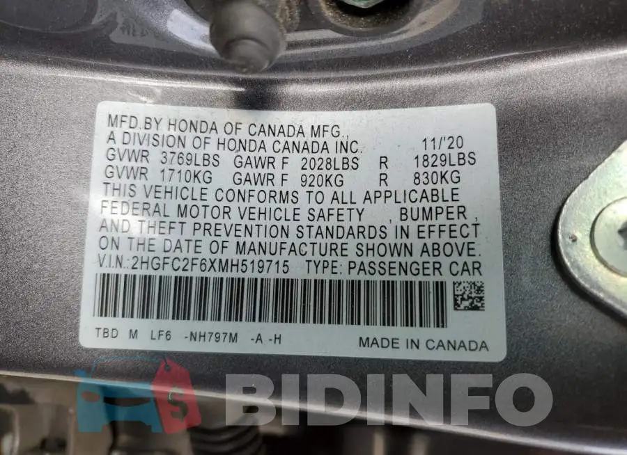 2HGFC2F6XMH519715 Photo# 13